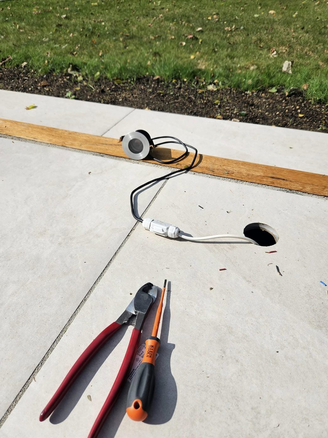 Garden lighting installation in progress by Reed Electrical